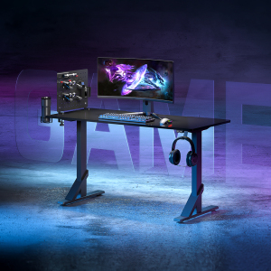  Heavy-Duty Gaming Desk With Pegboard & RGB Lighting