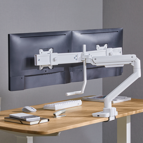 Fabulous Desk-Mounted Gas Spring Dual Monitor Arm with USB-A/USB-C Ports LDT69-C022UC Fits two 17’’~32’’ monitors  from china(chinese)