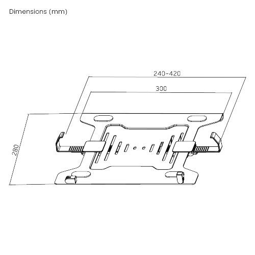 Steel Laptop Holder NBH-2 For most desk mounts with standard 75x75/100x100 VESA plate from china(chinese)