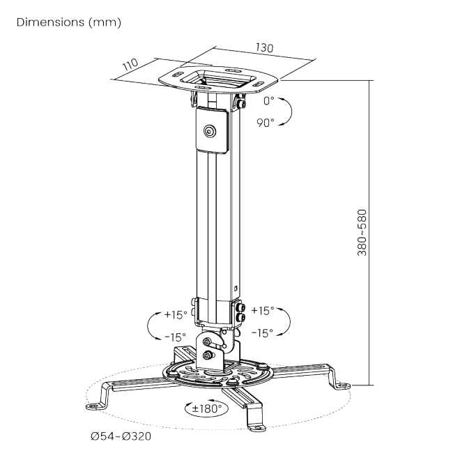 Universal Ceiling Projector Mount PRB-18S Support projectors up to 13.5kg/29.7lbs from china(chinese)