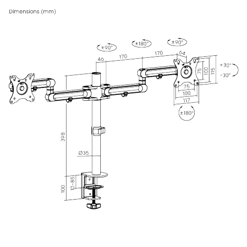 Dual Monitors Premium Aluminum Articulating Monitor Arm LDT30-C024 Combining the elegance look and ergonomics from china(chinese)