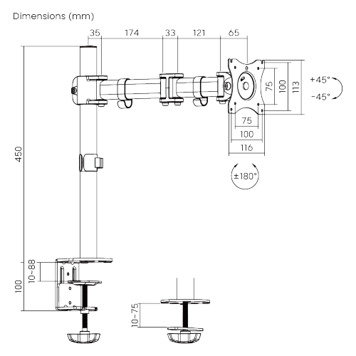 Economy Steel LCD VESA Desk Mount LDT07-C012 For most 13"-27" LCD monitors from china(chinese)