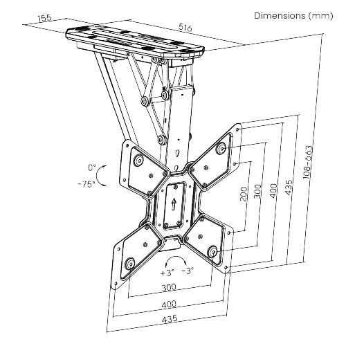 Tuyaを搭載したスマートフリップダウンテレビ天吊り金具 PLB-M0544AI ほとんどの23"~55"テレビをサポートします from china(chinese)