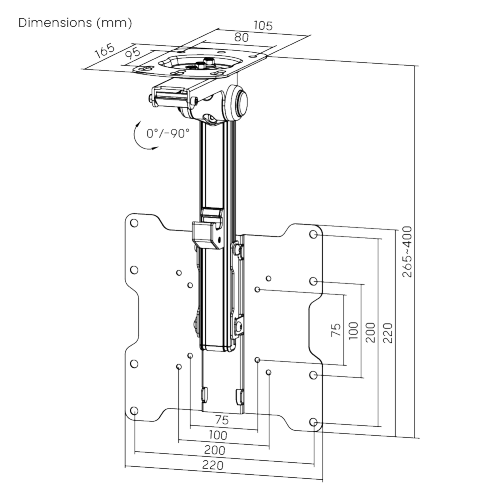 Fold-Up Retractable TV Ceiling Mount LCD-CM222 For Flat Ceiling, Pitched Roof, Under Cabinet and Corner Installations from china(chinese)