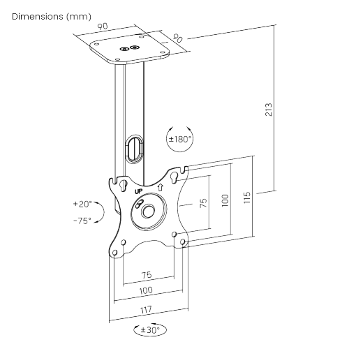Ceiling Monitor Stand for Amazon Echo Show 15 LDT79-T01C Make Space More Valuable from china(chinese)