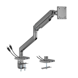 Economical Heavy-Duty Spring-Assisted Monitor Arm With USB-A/USB-C Ports 