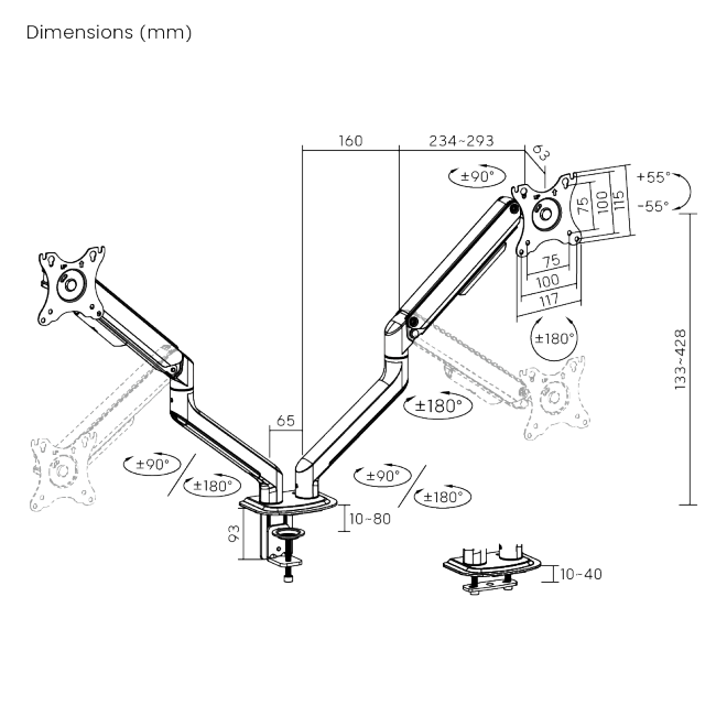 Dual Monitor Economical Spring-Assisted Monitor Arm LDT63-C024 For Most 17"-32" Monitors from china(chinese)