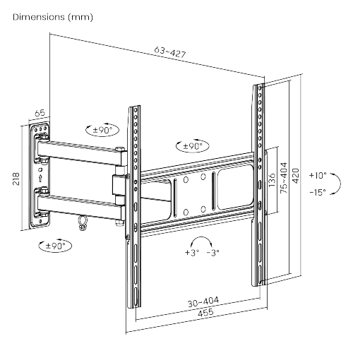 Classic Full-Motion TV Wall Mount LPA52-443 For most 32"-55" TVs  from china(chinese)