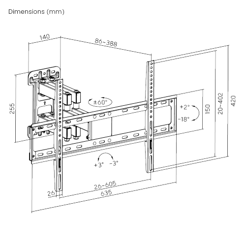 Super Solid Large Full-motion TV Wall Mount LPA58-466 For most 37"-70" LED, LCD flat & curved panel TVs from china(chinese)
