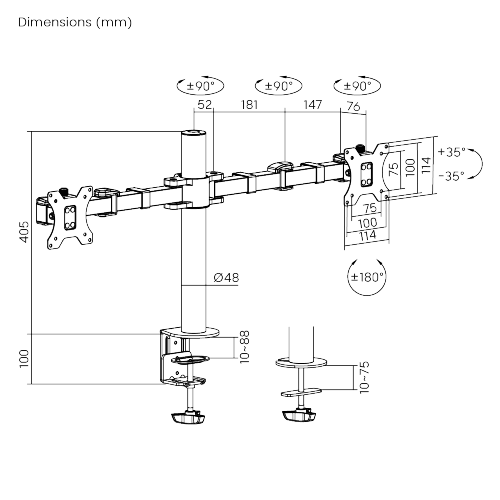 デュアルモニター手頃なスチール関節式モニターアーム LDT33-C024 ほとんどの17"-32"モニター用 from china(chinese)