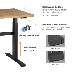  Electric Height Adjustable Workbench with Compact Solid Wood Surface