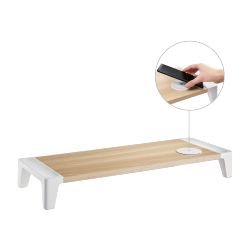 White Birch Monitor Riser with Embedded Qi Wireless Charger