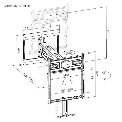Premium Pull Down Mantel TV Mount LPA53N-461L Fits Most 65"-85" TVs Weighing up to 45kg/99lbs from china(chinese)