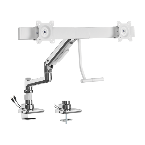 Fabulous Pole-Mounted Gas Spring Dual Monitor Arm With USB-A/USB-C Ports LDT69-C022UCP Fits two 17’’~32’’ monitors from china(chinese)
