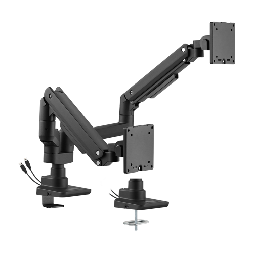 Fabulous Pole-Mounted Gas Spring Dual Monitor Arm With USB-A/USB-C Ports LDT69-C024UCP2 Supports monitors up to 20kg (44lbs) from china(chinese)