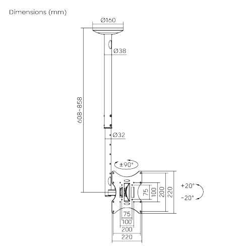 Telescopic Lcd Ceiling Mount Supplier And Manufacturer- Lumi