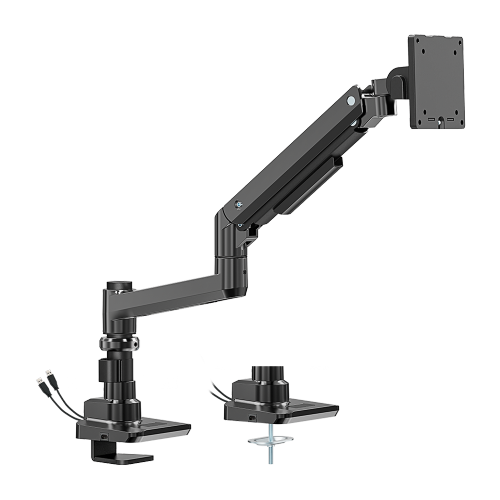Fabulous Pole-Mounted Heavy-Duty Gas Spring Monitor Arm With USB-A/USB-C Ports LDT69-C012UCP Supports monitors up to 49’’ or weights ups to 20kg (44lbs) from china(chinese)