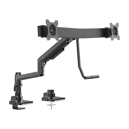 Fabulous Pole-Mounted Gas Spring Dual Monitor Arm LDT69-C022P Fits two 17’’~32’’ monitors from china(chinese)