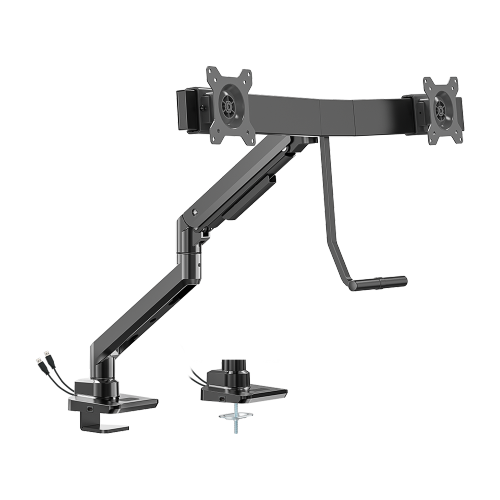 Fabulous Desk-Mounted Gas Spring Dual Monitor Arm with USB-A/USB-C Ports LDT69-C022UC Fits two 17’’~32’’ monitors  from china(chinese)