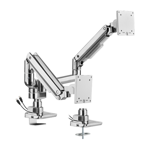 Fabulous Pole-Mounted Gas Spring Dual Monitor Arm With USB-A/USB-C Ports LDT69-C024UCP2 Supports monitors up to 20kg (44lbs) from china(chinese)