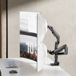 Fabulous Pole-Mounted Gas Spring Dual Monitor Arm With USB-A/USB-C Ports