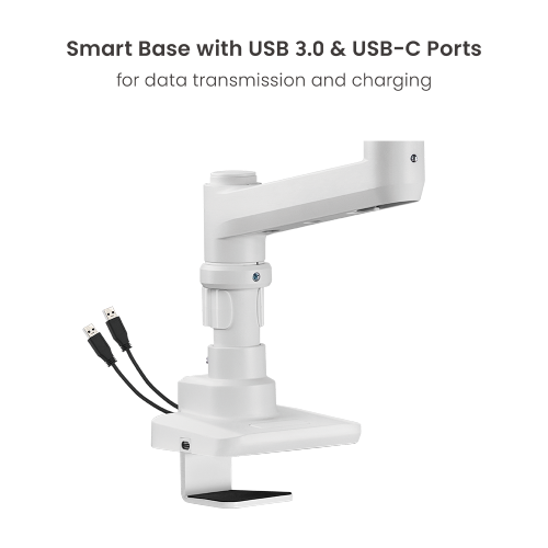 Fabulous Pole-Mounted Heavy-Duty Gas Spring Monitor Arm With USB-A/USB-C Ports LDT69-C012UCP Supports monitors up to 49’’ or weights ups to 20kg (44lbs) from china(chinese)