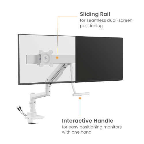 Fabulous Pole-Mounted Gas Spring Dual Monitor Arm With USB-A/USB-C Ports LDT69-C022UCP Fits two 17’’~32’’ monitors from china(chinese)