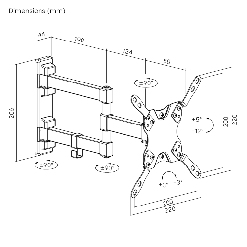 低コストフルモーションテレビ壁掛け金具 LDA21-223 ほとんどの13"~42"LED/LCDフラットパネルテレビ用 from china(chinese)