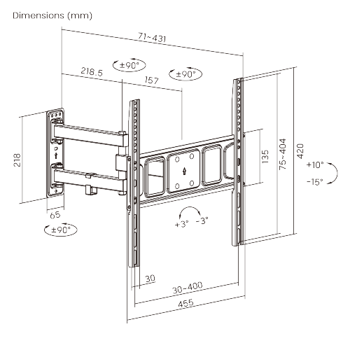 Affordable Full-Motion TV Wall Mount for Single Stud LPA63-443 For Most 32"-55" Flat Panel TVs  from china(chinese)
