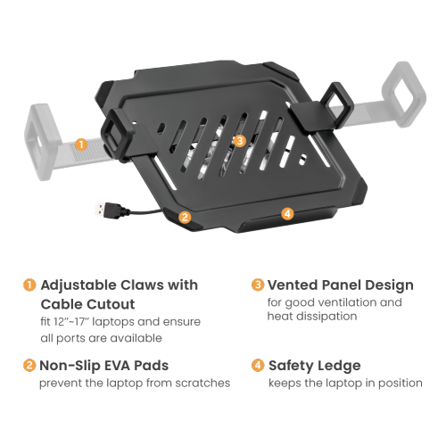 Universal Laptop Holder for Monitor Arms with RGB Lighting Cooling Fan NBH-8GL Fits 12’’~17’’ laptops from china(chinese)