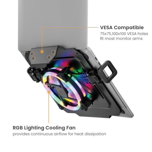 Universal Laptop Holder for Monitor Arms with RGB Lighting Cooling Fan NBH-8GL Fits 12’’~17’’ laptops from china(chinese)