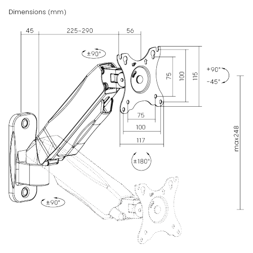 Economy Single Screen Spring-Assisted Wall-Mounted Monitor Arm LDA31-111E For most 17"-32" Monitors from china(chinese)