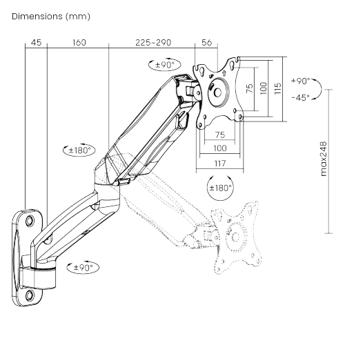 Economy Single Screen Spring-Assisted Wall-Mounted Monitor Arm LDA31-112E For most 17"-32" Monitors from china(chinese)
