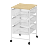 3-Tier Mobile Mesh Drawer Unit with MDF Board