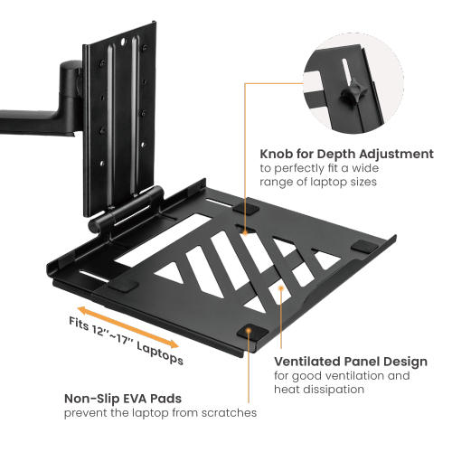 Adjustable Laptop Tray for Monitor Arms NBH-7 Easy to align two screens for articulating monitor arms. from china(chinese)