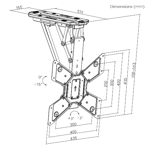 SOPORTE DE TECHO ABATIBLE MOTORIZADO PARA TV  PLB-M0544 Para la Mayoría de Televisores de 23"~ 55" from china(chinese)