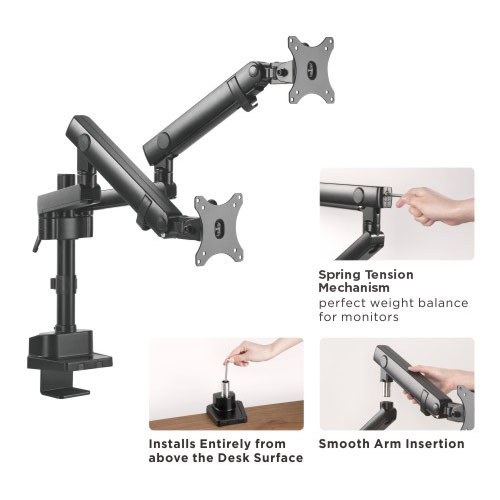 Dual Monitors Aluminum Slim Pole-Mounted Spring-Assisted Monitor Arm LDT20-C024P For most 17"~32" Monitors from china(chinese)