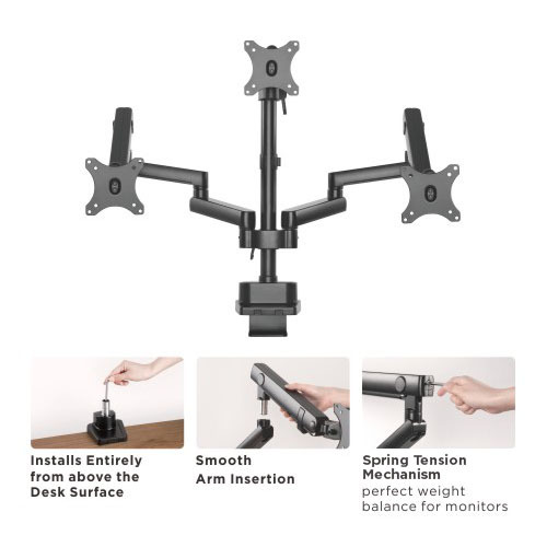 Tripod Monitors Aluminum Slim Pole-Mounted Spring-Assisted Monitor Arm LDT20-C036P For most 17"~27" Monitors from china(chinese)