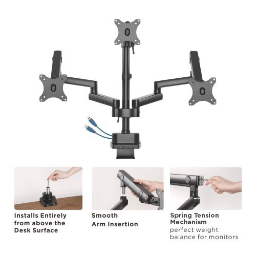 Tripod Monitors Aluminum Slim Pole-Mounted Spring-Assisted Monitor Arm with USB Ports LDT20-C036UP For most 17"~27" Monitors from china(chinese)