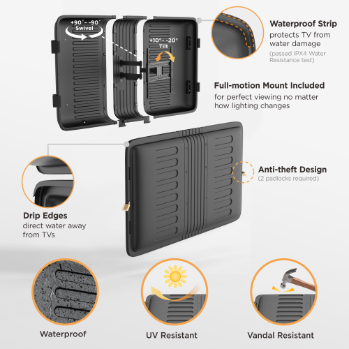 Weatherproof TV Enclosure with Full-Motion Wall Mount (Fits 55''-75'' TVs) LWTE-75 Any TV Can be an Outdoor TV! from china(chinese)