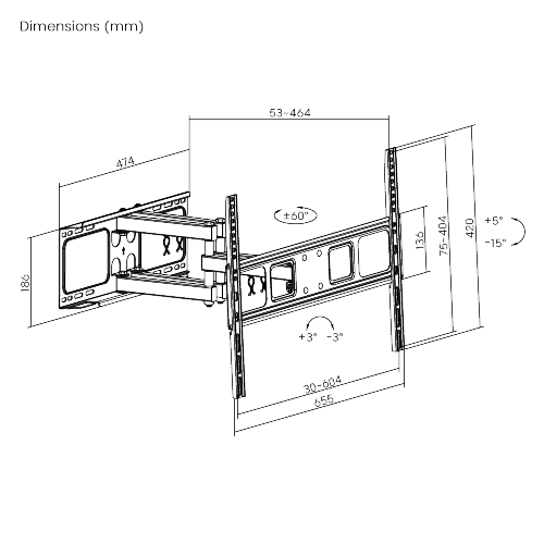 Classic Full-Motion TV Wall Mount LPA52-466 For most 37"-70" TVs  from china(chinese)