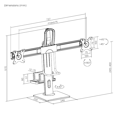 シンクライアントCPUマウント付きデュアルスクリーン垂直リフトモニタースタンド LDT41-T02MP 1つに2つのマウント from china(chinese)