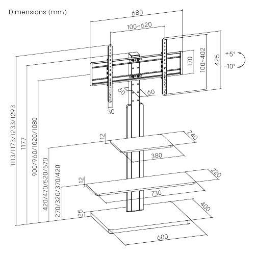 Economy Height-adjustable TV Floor Stand with Shelves FS52-46T-02  Combing cost-effectiveness and asthetics from china(chinese)