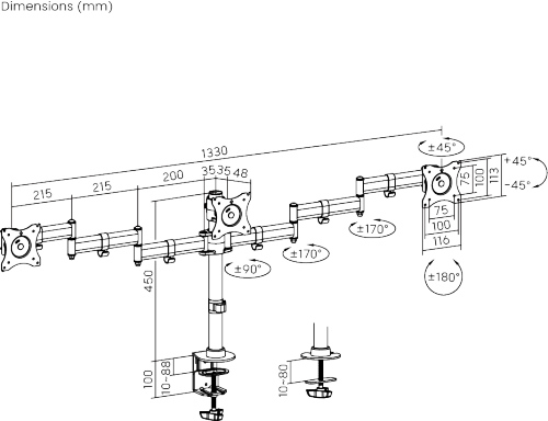 エコノミースチールLCD VESAデスクマウント LDT07-C036 ほとんどの13"-27" LCDモニター用 from china(chinese)