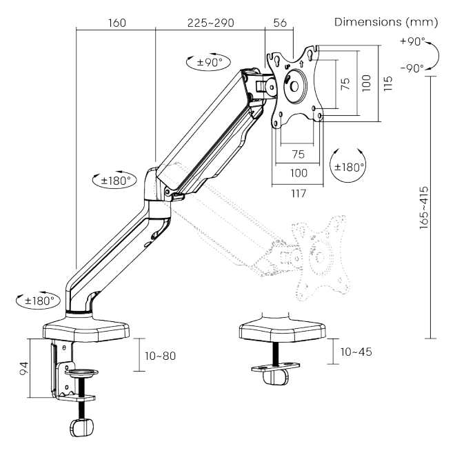 Cost-Effective Mechanical Spring Monitor Arm LDT46-C012E  from china(chinese)