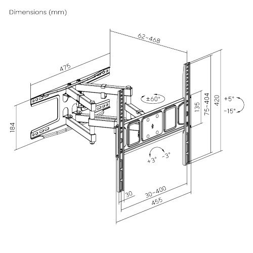 Affordable Full-Motion TV Wall Mount for Double Stud LPA63-446 For Most 32"-70" Flat Panel TVs  from china(chinese)