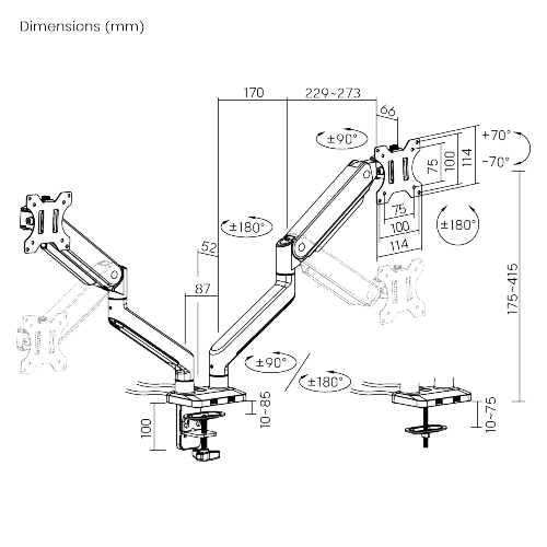 Dual Monitors Premium Aluminum Spring-Assisted Monitor Arm with 3.0 USB Cables Included LDT53-C024U For most 17"-32" Monitors from china(chinese)