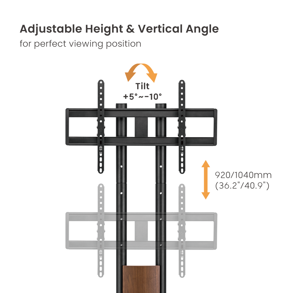 DualColumn Supersized Sturdy Base TV Floor Stand with 2Level Height