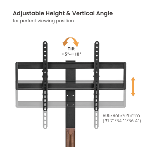 Single-Column Supersized Sturdy Base TV Floor Stand with 3-Level Height Adjustments FS48-46LS Gain confidence with enhanced safety & stability from china(chinese)