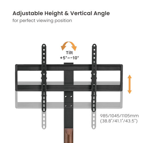 Single-Column Supersized Sturdy Base TV Floor Stand with 3-Level Height Adjustments FS48-46S Gain confidence with enhanced safety & stability from china(chinese)